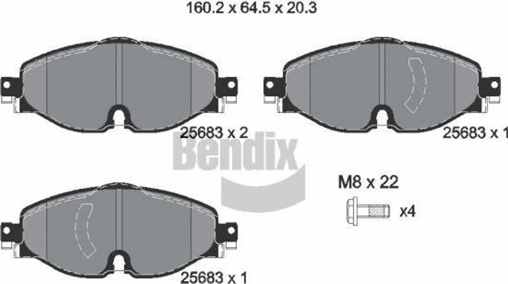 Plaquettes de frein BENDIX contre sifflements et usure - OE 2K5698151