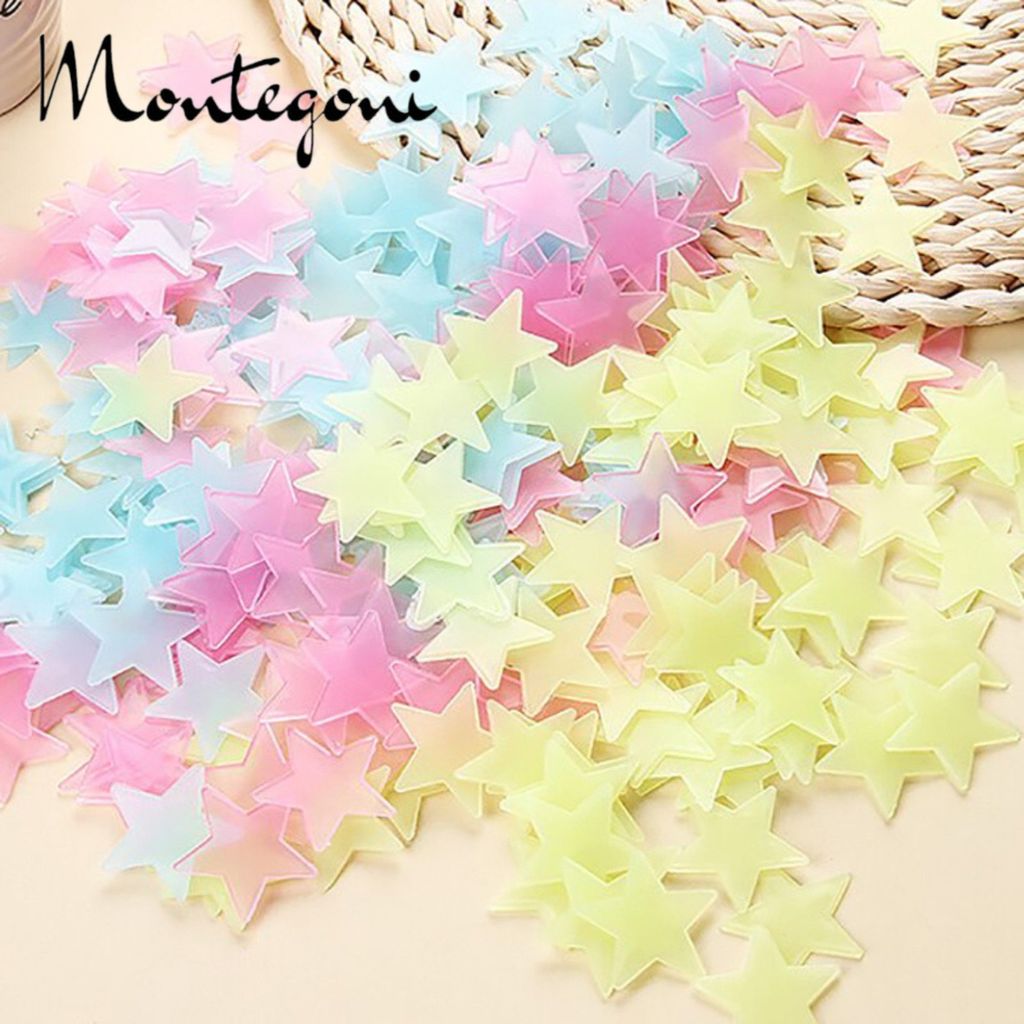 Wandtattoo Wandsticker Leuchtsterne Aufkleber Kinderzimmer,Wanddeko Modern für Kinderzimmer Schlafzimmer, 100 Stück Leuchtsterne Aufkleber