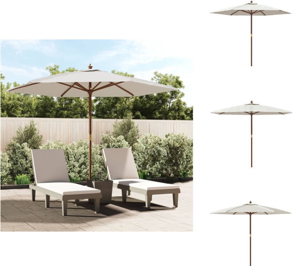 vidaXL Sonnenschirm mit Holzmast Sandfarben 299x240 cm - Sonnenschirme & Sonnenschutze