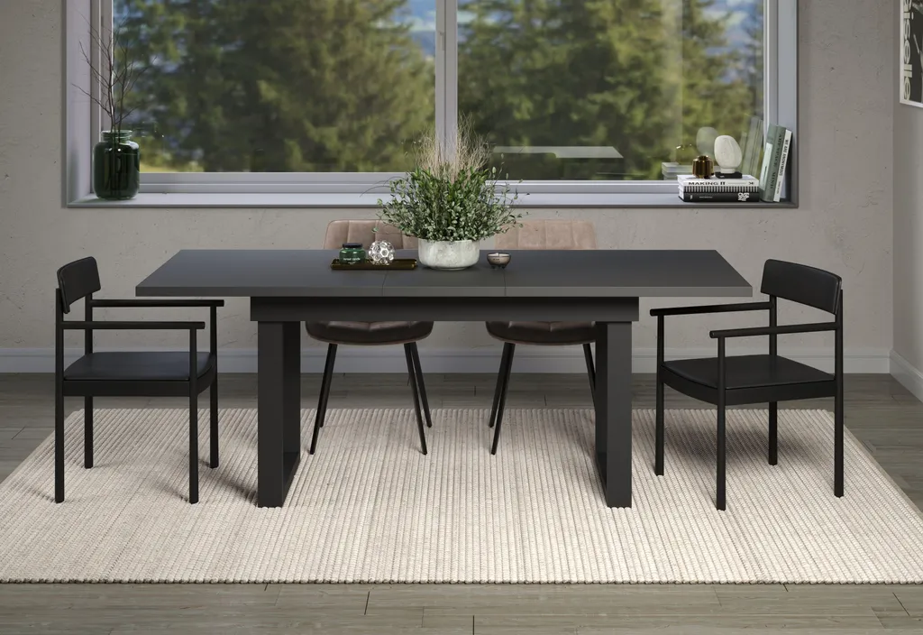 Table de Repas avec Rallonge Anthracite UniversalS Plateau Résistant - 5