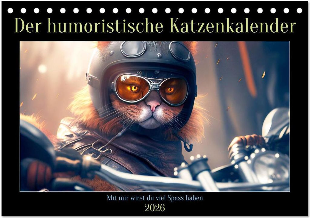 Der humoristische Katzen Kalender (Tischkalender 2026 DIN A5 quer), CALVENDO Monatskalender