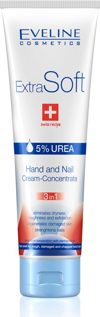 Eveline Cosmetics Extra Soft Hand Cream for Dry and Rough Hands 3-in-1 100ml - Nail and Hand Cream - Intensive Regeneration - Strengthened Nails