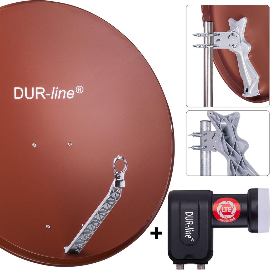 DUR-line Select 85/90cm Komplettanlage rot + Twin LNB Produktbild 