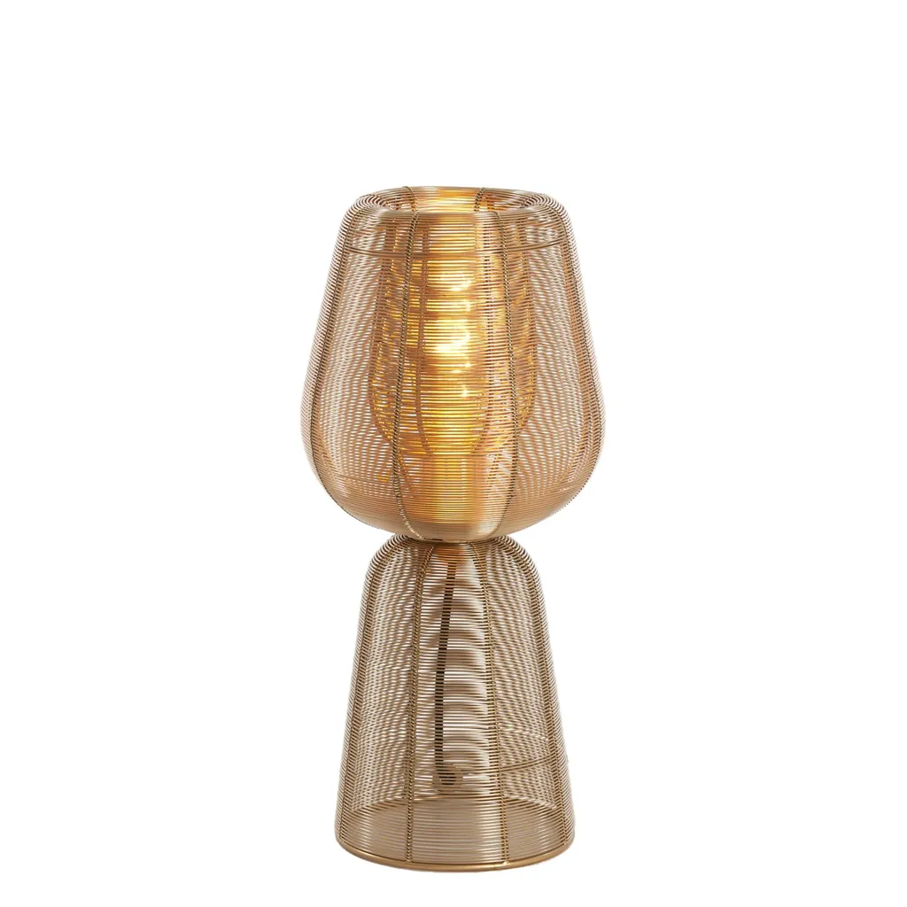 Lampe de chevet Aboso dorée pour chambre - Éclairage d'ambiance Ø18 cm