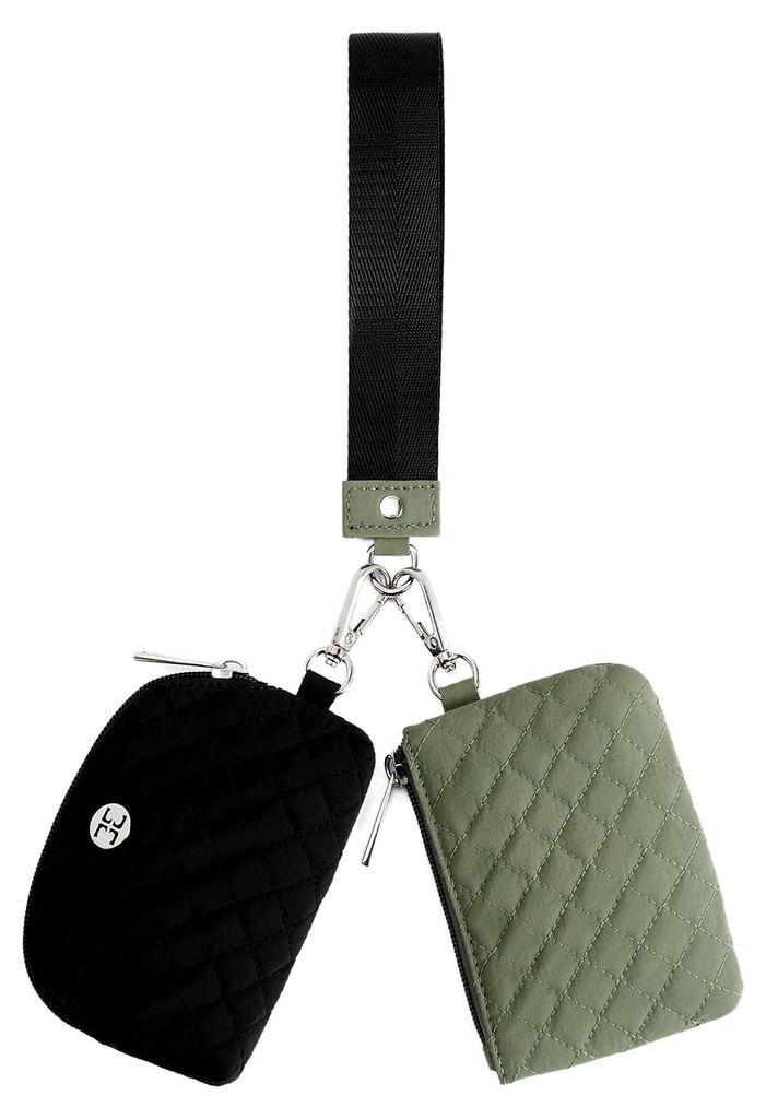 Mini Wristlet Geldbörsen für Damen – kleine Portemonnaie mit Reißverschluss und Münztasche aus Canvas für Sport