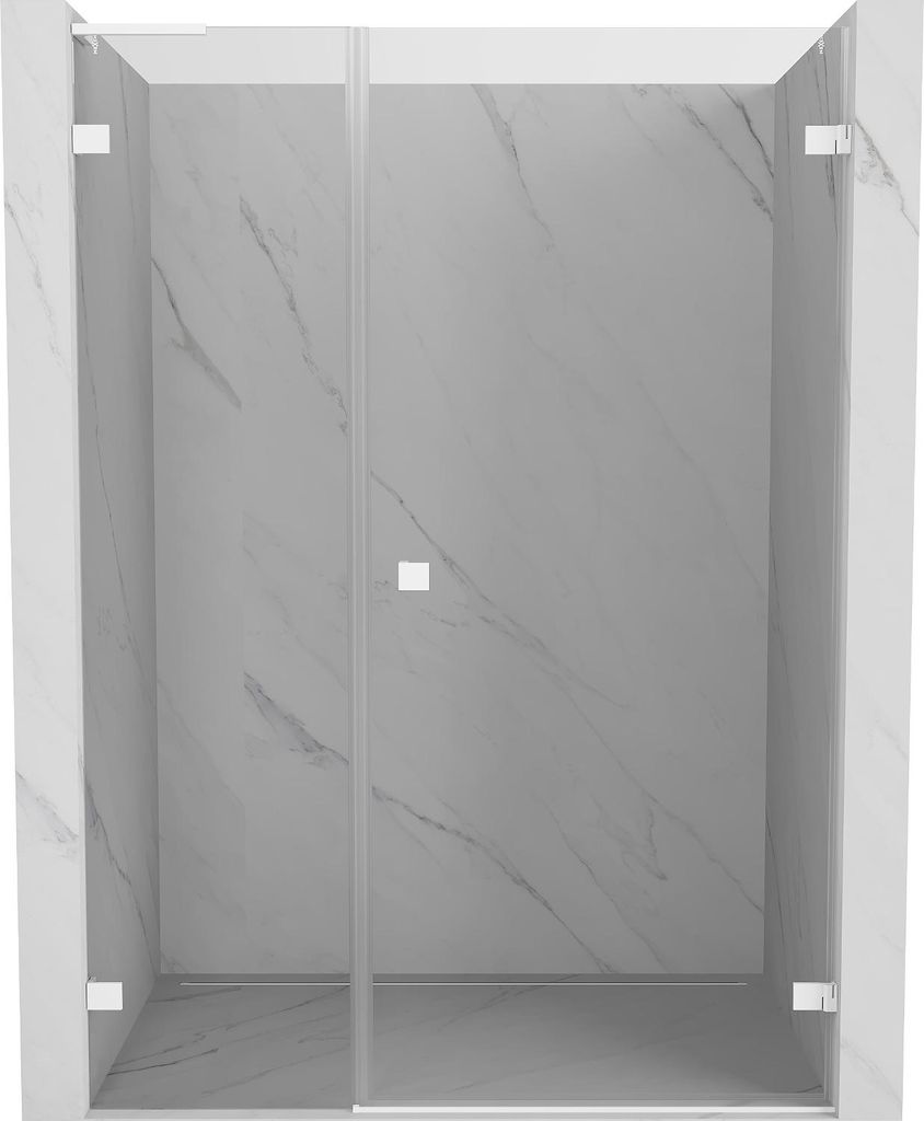 Mexen Lunar-B L Duschüren Schwenkbar rechts 150 cm, transparent, weiß - 832SL-150-050-20-00-P