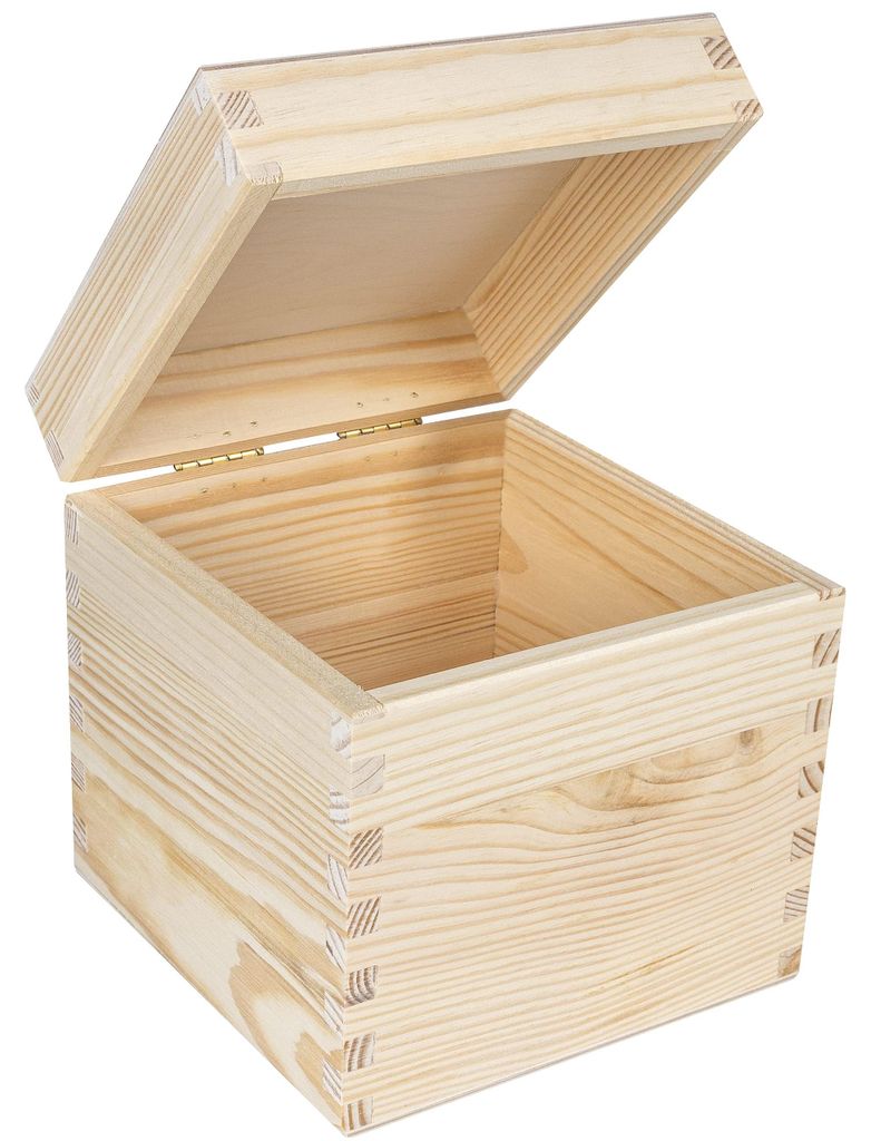 Creative Deco houten kubus vierkante opbergdoos, 16 x 16 x Productafbeelding 