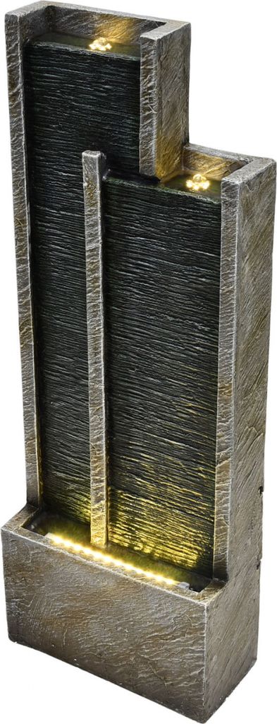 Granimex Kawa Polystone-Wasserwand Pumpe LED-Beleuchtung Wasserspiel 34x16x90 cm