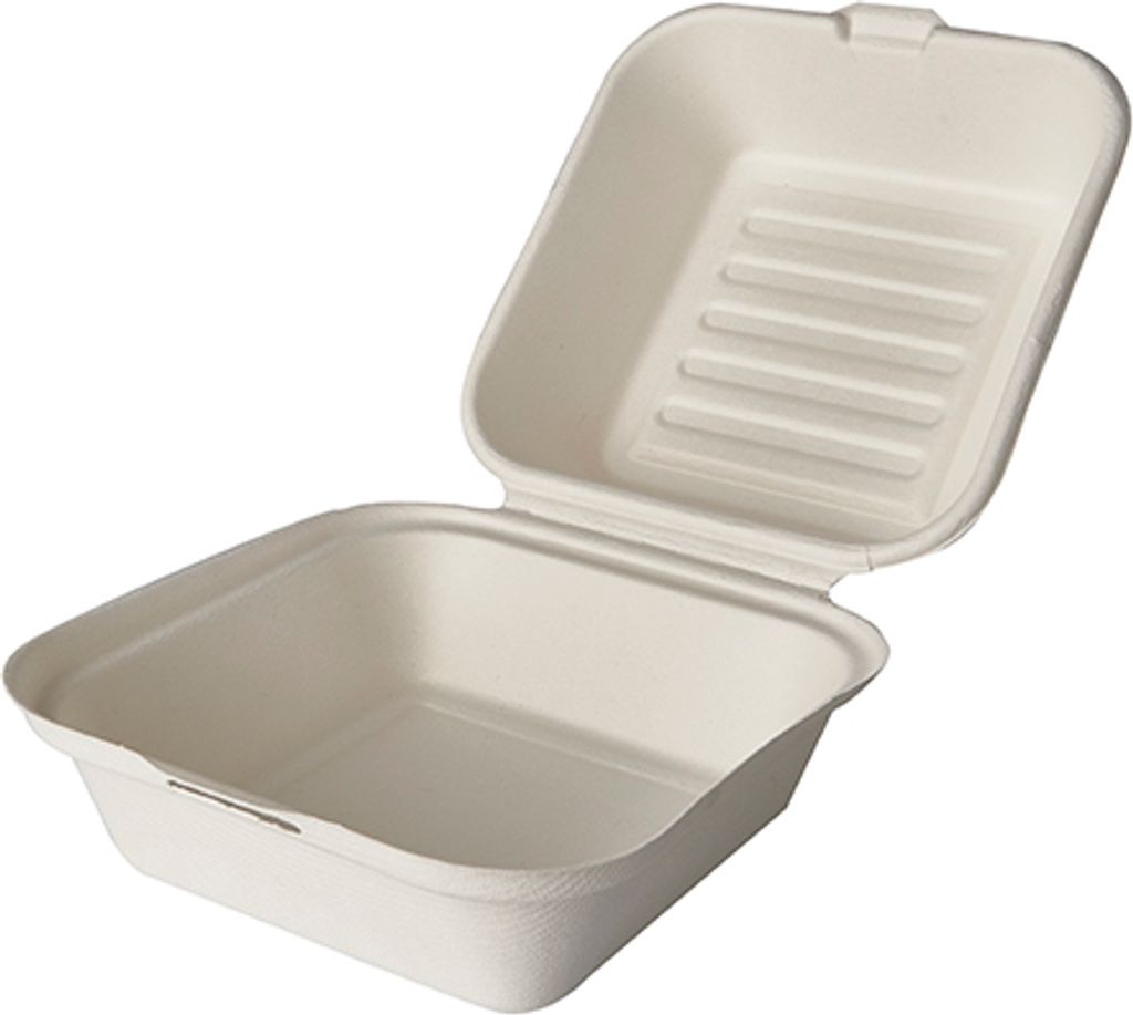 Papstar Hamburger Boxen aus Zuckerrohr weiß 14 x 15 x 8 cm 25 Stück