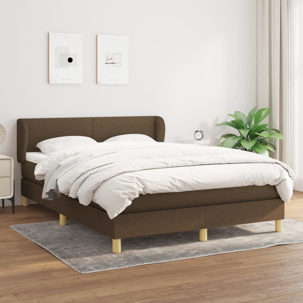 The Living Store Boxspringbett mit Matratze Dunkelbraun 140x190 cm Stoff
