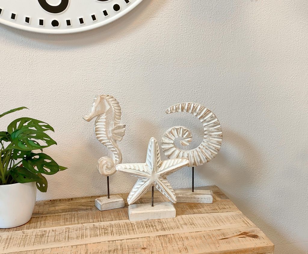 Holz Skulptur weiß- braun Dekofigur Tisch-Deko Maritim Produktbild 
