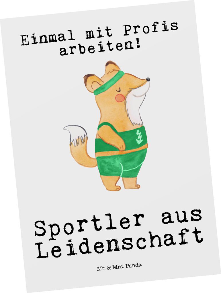 Mr. & Mrs. Panda Grußkarte Sportler Leidenschaft - Weiß - Geschenk, Postkarten, Ansichtskarten, Ansichtskarte, Postkarte, Kunstkarten