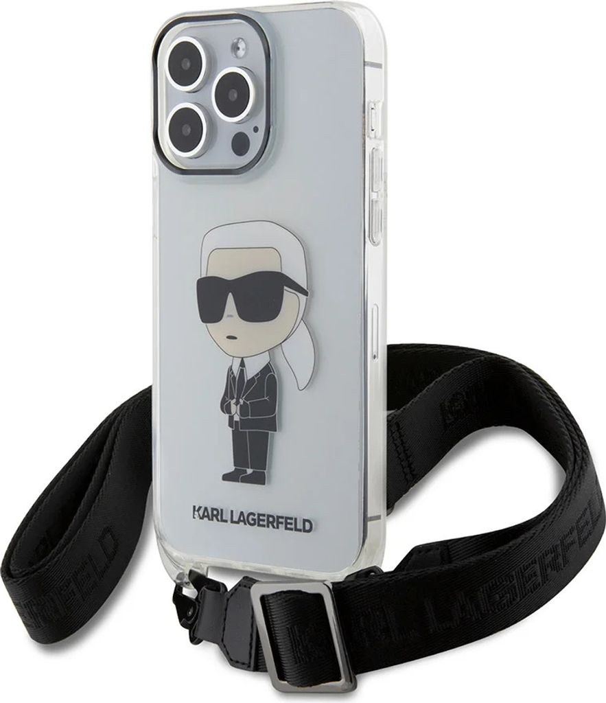 Karl Lagerfeld iPhone 15 Back cover case - IML IKONIK CROSSBODY - Transparent