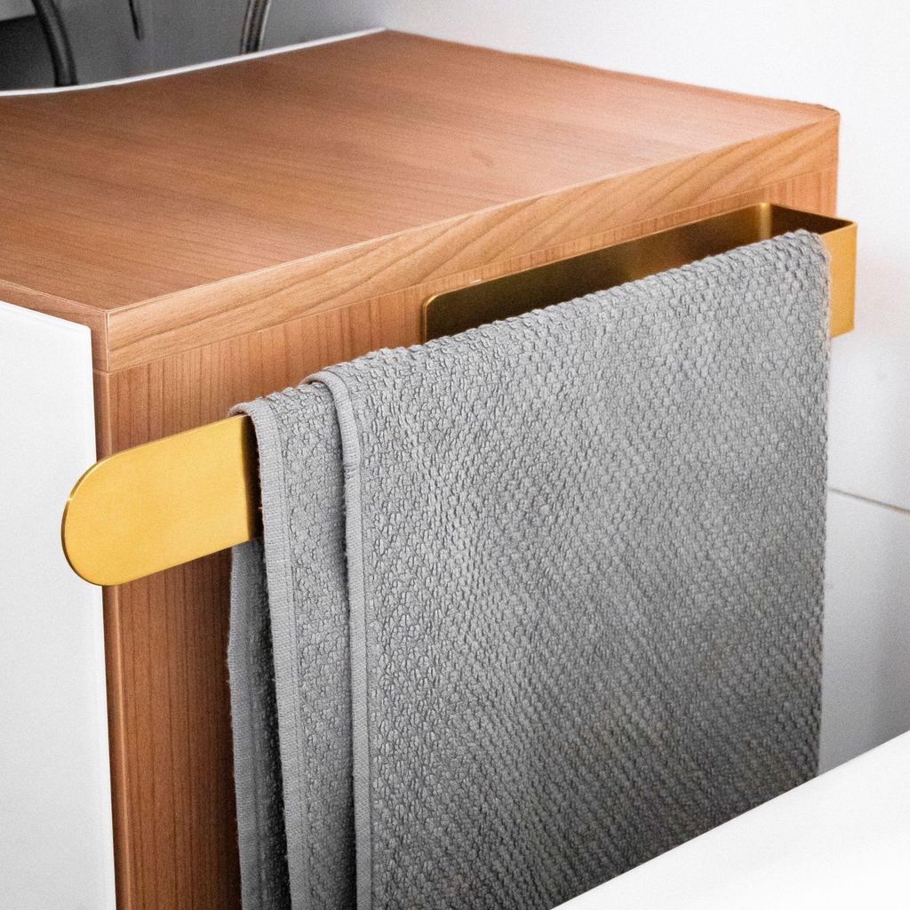 ELMOWO - Edelstahl Handtuchhalter ohne Bohren in gold - Handtuchhalterung für das Badezimmer - Bad Handtuchstange selbstklebend für Wandmontage