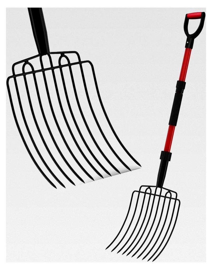 Gartengabel mit 10 Metallzinken, robuste Heugabel mit Fiberglasgriff, 111,8 cm, für Hühnerstall, Mulchen und Kompostieren