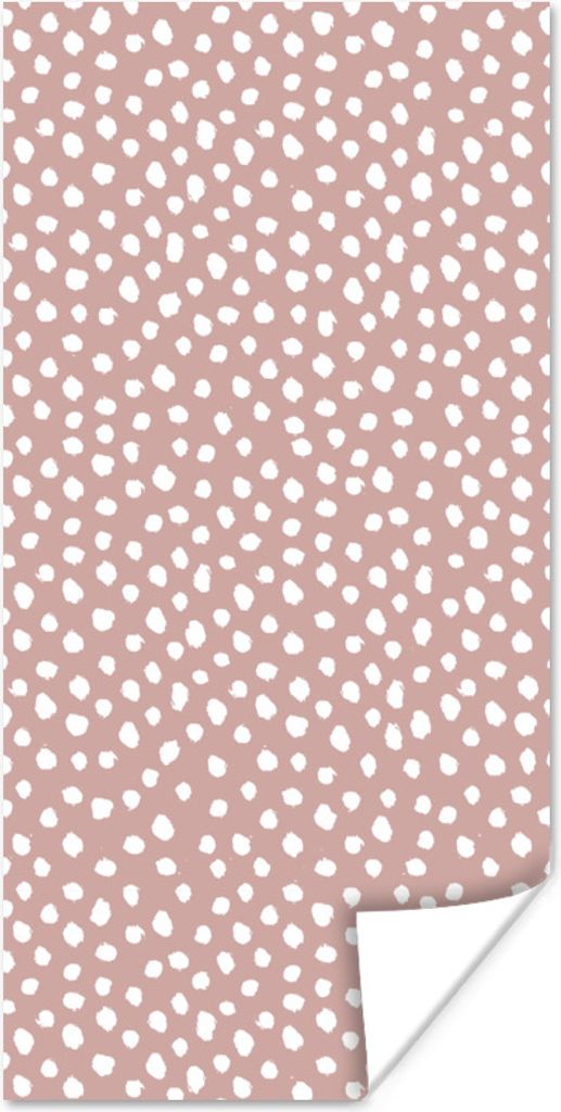 MuchoWow Poster Polka dots - Weiß - Rosa 80x160 cm - Kinderzimmer