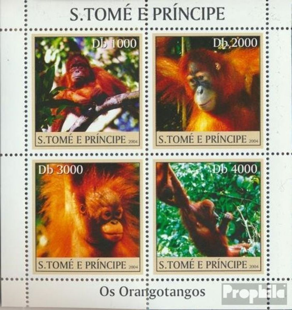 Briefmarken Sao Tome e Principe 2004 Mi 2609-2612 Kleinbogen (kompl.Ausg.) postfrisch Säugetiere