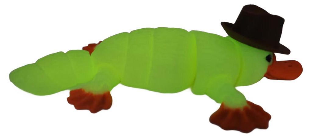 3D-gedrucktes, bewegliches Schnabeltier-Stressabbau-Spielzeug mit Hut, ideal als Tischspielzeug für Zuhause oder Büro.