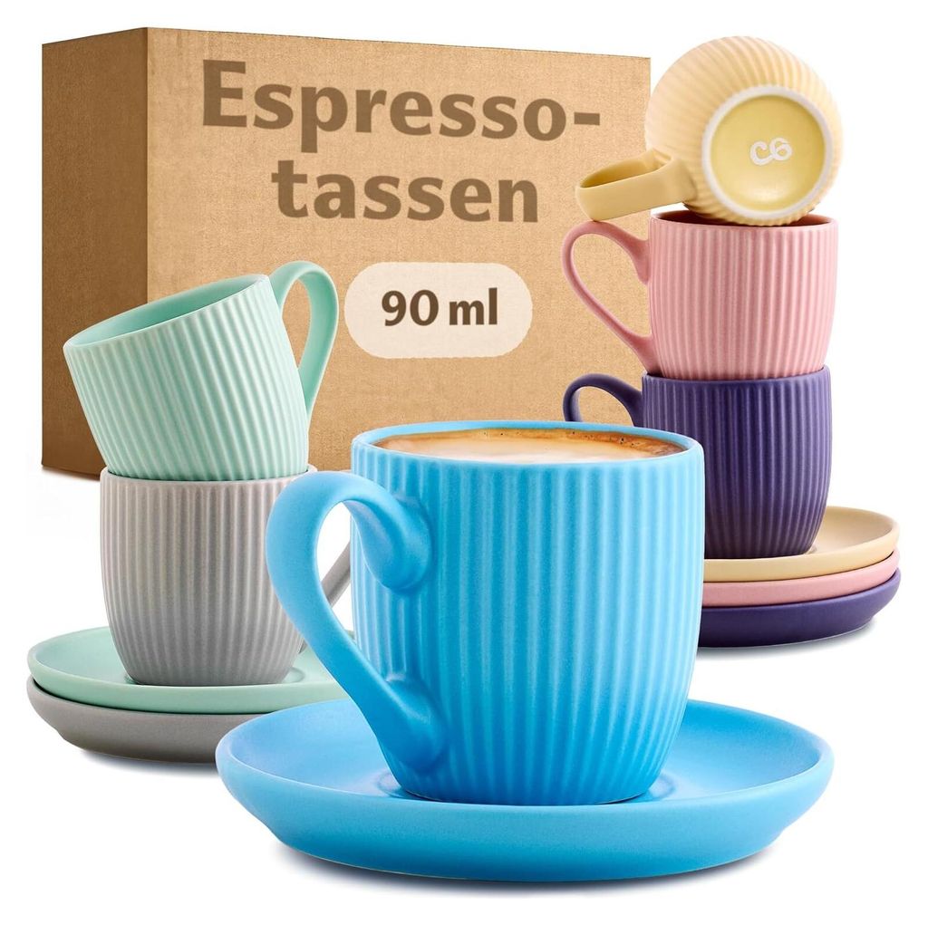 Espressotassen Farbig Pastel Matt 6er Set
