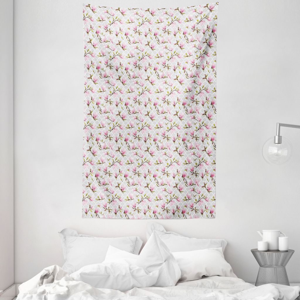 ABAKUHAUS Jahrgang Wandteppich und Tagesdecke, Magnolien-Blumen-Muster aus Weiches Mikrofaser Stoff Waschbar ohne Verblassen Digitaldruck, 140 x 23...