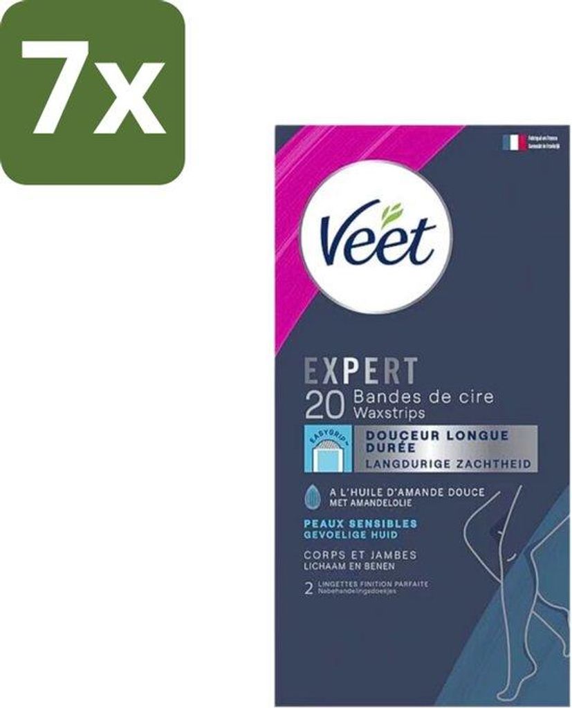 Veet Ontharingsstrips für Körper & Beine - Normale Haut - 20 Stück - Bulkpack - 7 Stücke