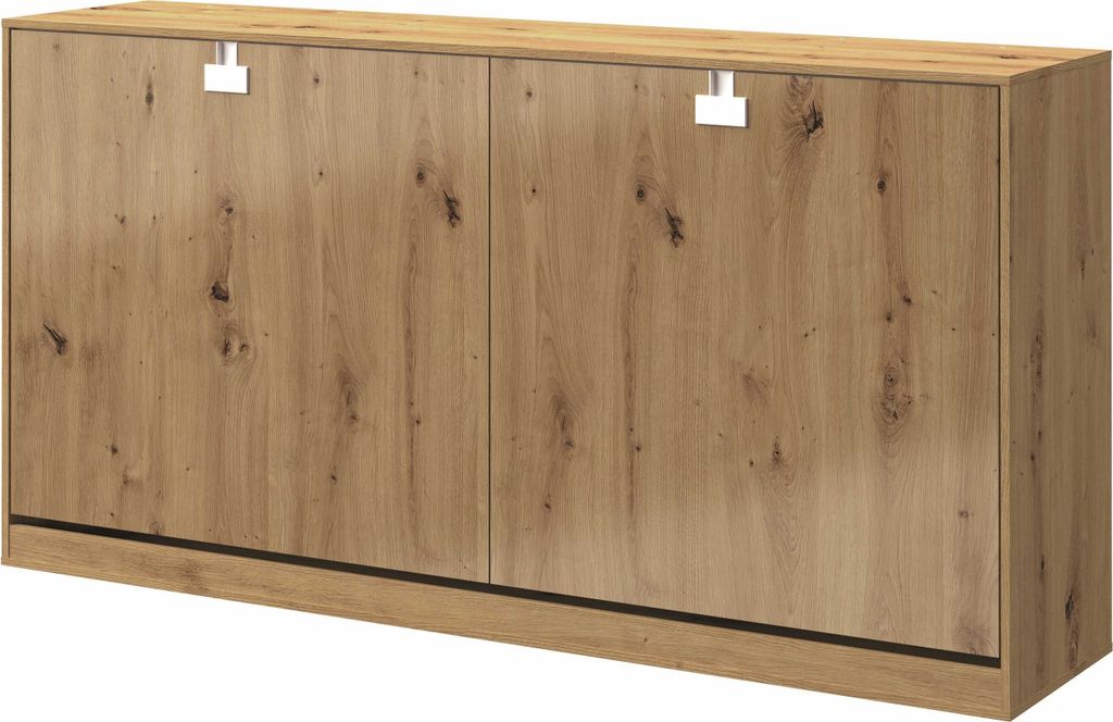 Kaiser Möbel Schrankbett 90x200 Horizontal Wandklappbett INDEX Eiche mit Matratze H2/H3