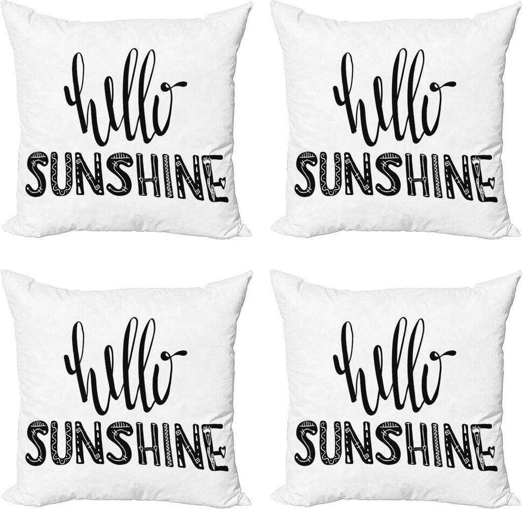 ABAKUHAUS hallo Sonnenschein Kissenbezug Set (4 Stück), Warme Jahreszeit Wörter, Moderner Doppelseitiger Digitaldruck, 45 cm x 45 cm, Charcoal Gr...
