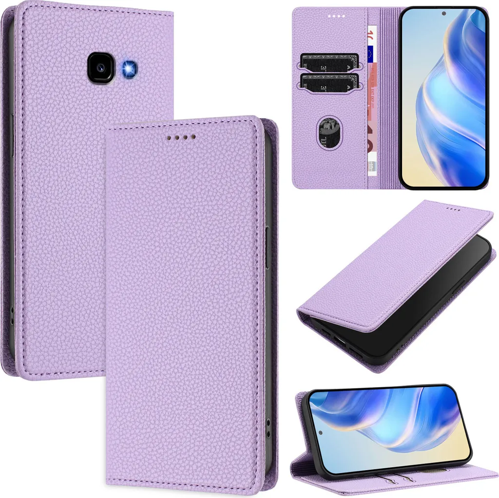 Custodia Samsung Galaxy A5 2017 Viola Pelle Litschi Portafoglio