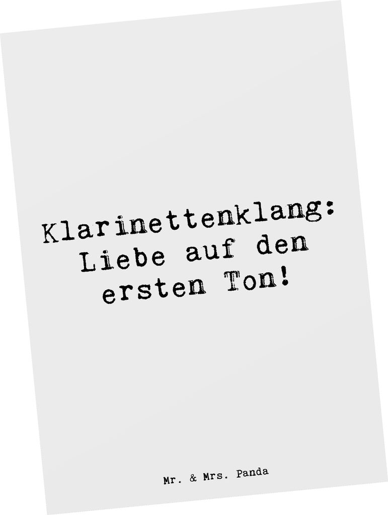 Mr. & Mrs. Panda Postkarte Spruch Klarinette Liebe - Weiß - Geschenk, Klarinettenspieler, Holzblasinstrument, Ansichtskarte, Ansichtskarten, Musik...