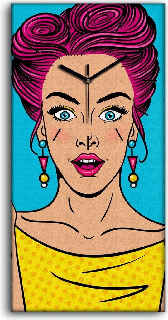 Leinwand Wanduhr Wandkunst Uhr 30x60 Abstrakte Malerei OMG Comics Kunst - schwarze Hände