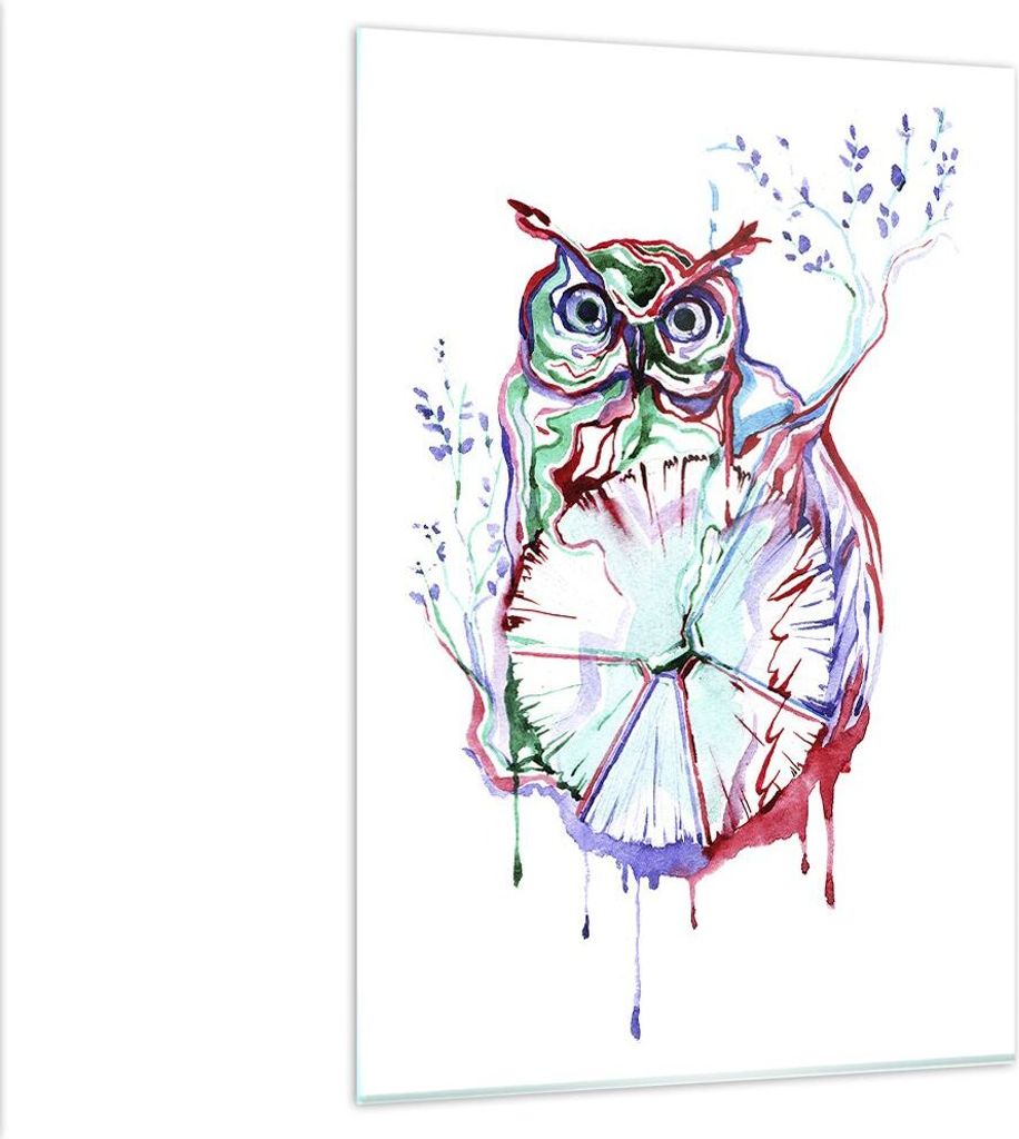 Bilder auf glas - Einteilig - Eule intelligent Geschöpf Kinder - 80x120cm - Glasbilder - Wandbilder - Bilder - Wanddekoration aus Glas - Glas Bild...