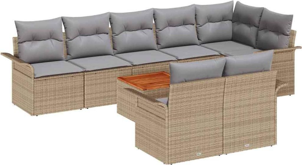 vidaXL Gartensofa-set 9 pcs Beige und Hellgrau Poly-Rattan