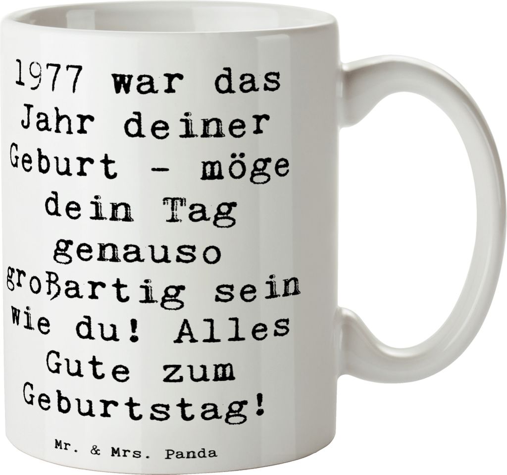 Mr. & Mrs. Panda Pott Spruch 1977 Geburtstag - Weiß - Geschenk, Jubiläum, Becher, Alter, wunderbarer Tag, Nostalgie, Kaffeetasse, Tasse, Jahr dei...
