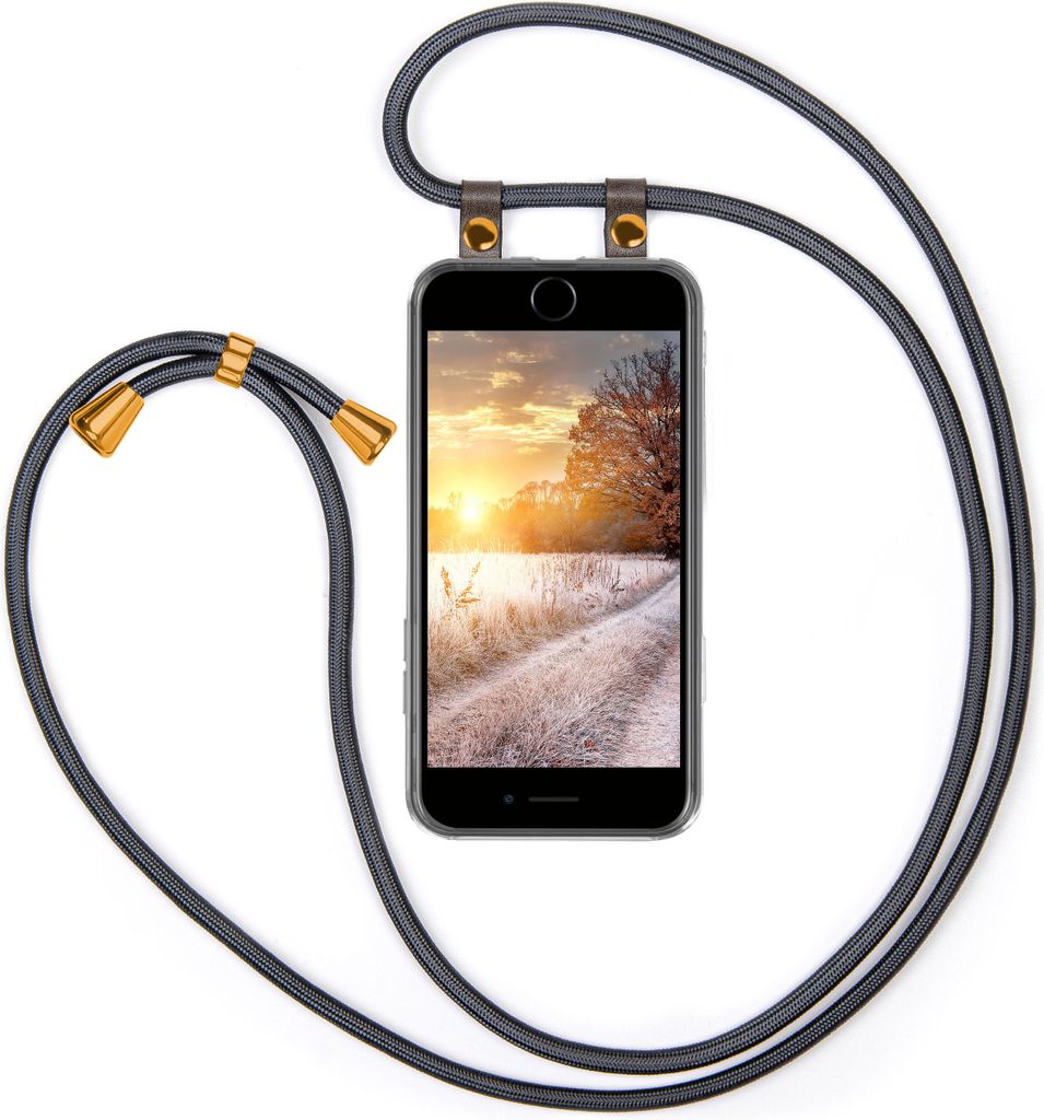 UMHÄNGEHÜLLE + KORDEL für iPhone SE (2020), Farbe:Shiny Grey