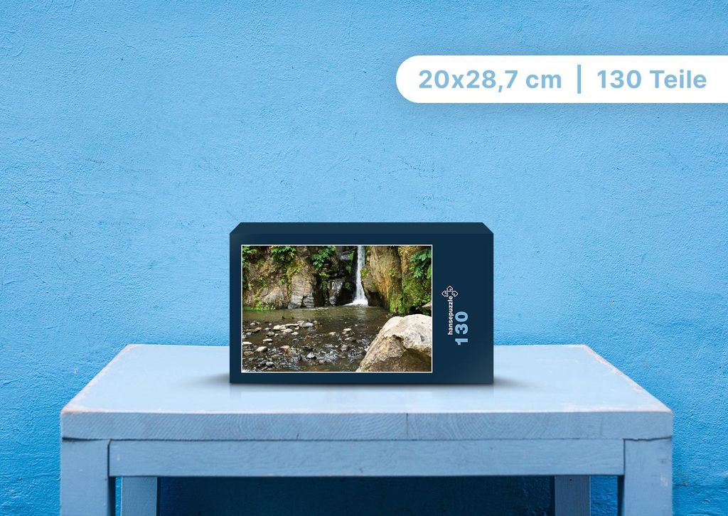 hansepuzzle 107890 - Wasserfall Puzzle, 130 Teile, Natur, 28,7 x 20,0cm mit hochwertiger Aufbewahrung, Kartonbox und wiederverschließbarem Beutel