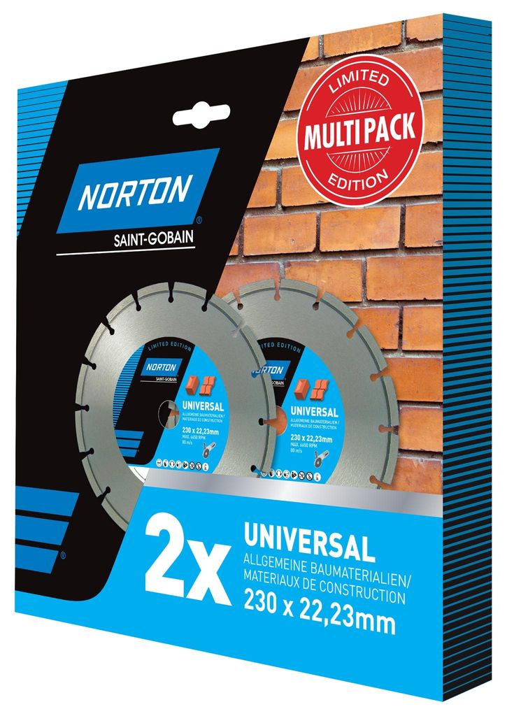Norton Clipper Diamant Trennscheiben Set "UNIVERSAL" 230 x 22,23 mm 2er Set