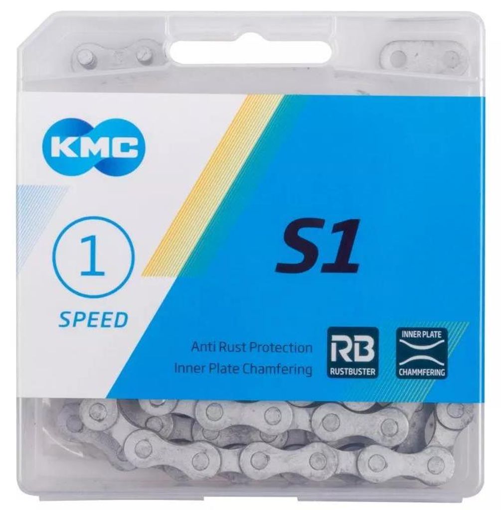 KMC chaîne S1 RB à un niveau 1/2 x 1/8 112 maillons argenté Image du produit 