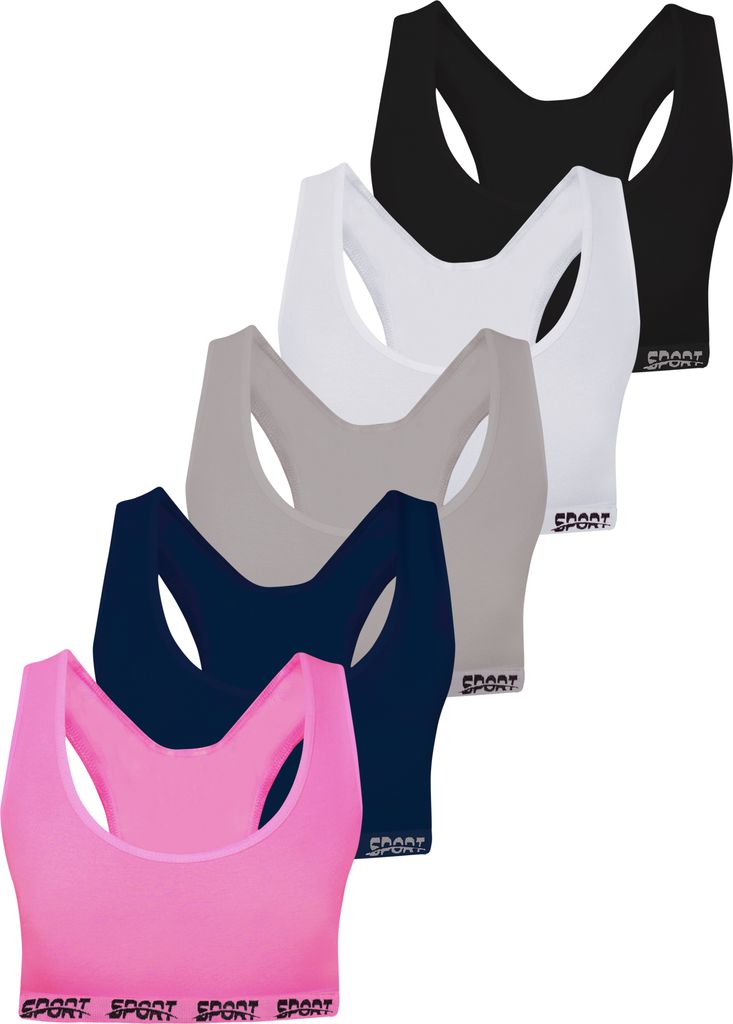 5er Set Mädchen Bustier - Sport Mikrofaser - Bunt Breite Produktbild 