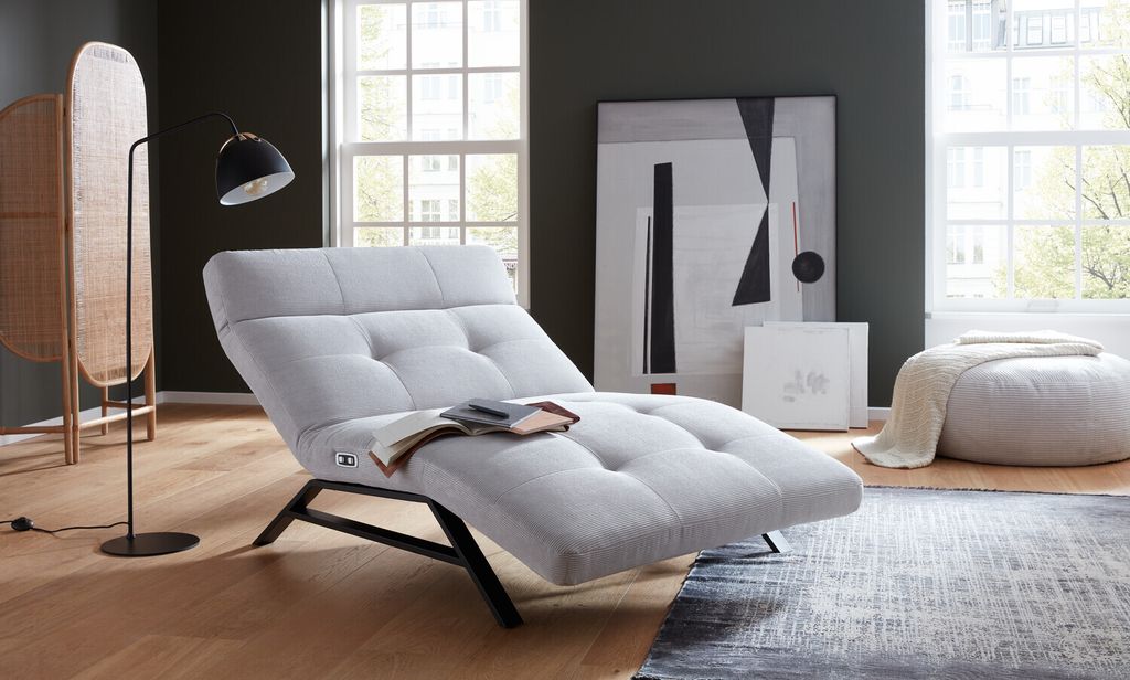 Relaxliege Einzelsofa Areivir Cord Silber-Grau 80x158-198