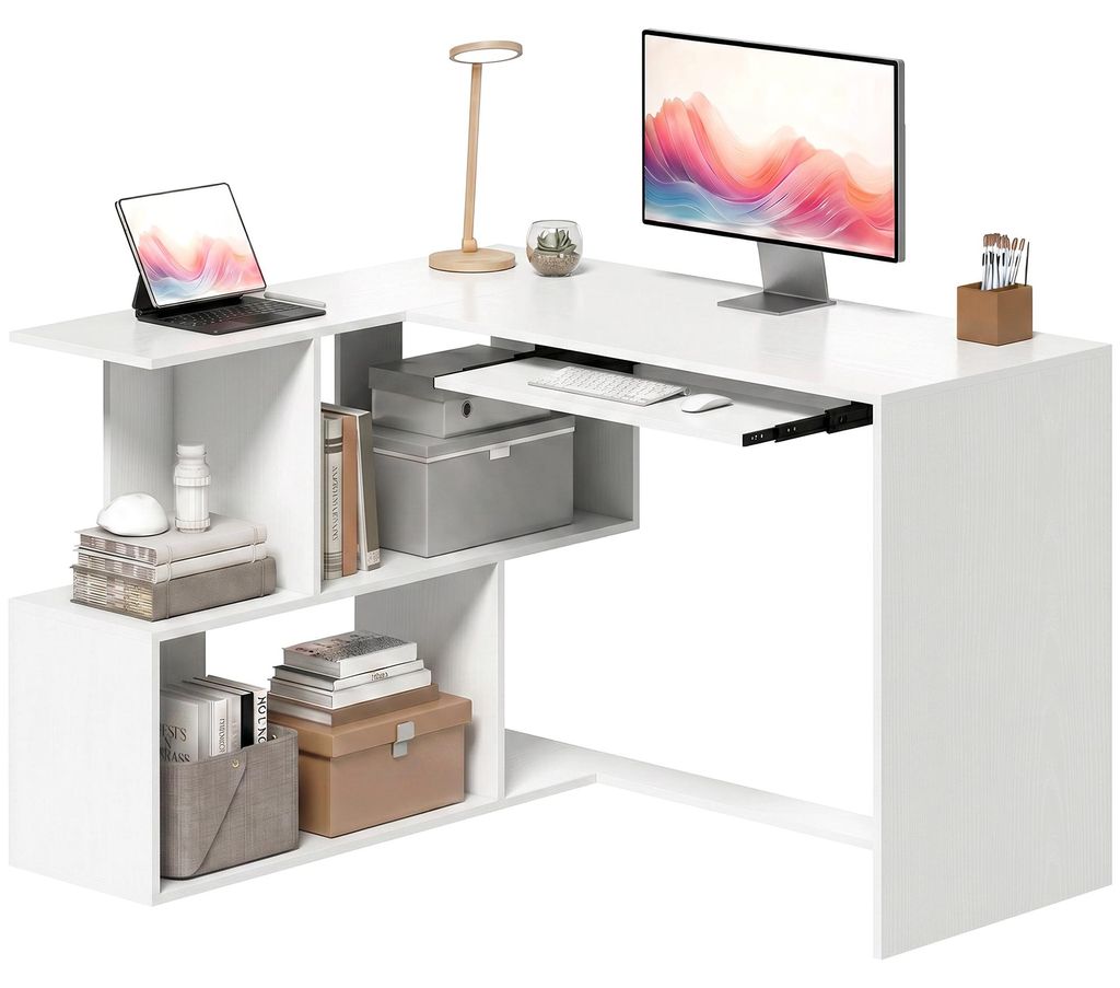 HOMCOM Hoekbureau, L-vormig computerbureau met Productafbeelding 