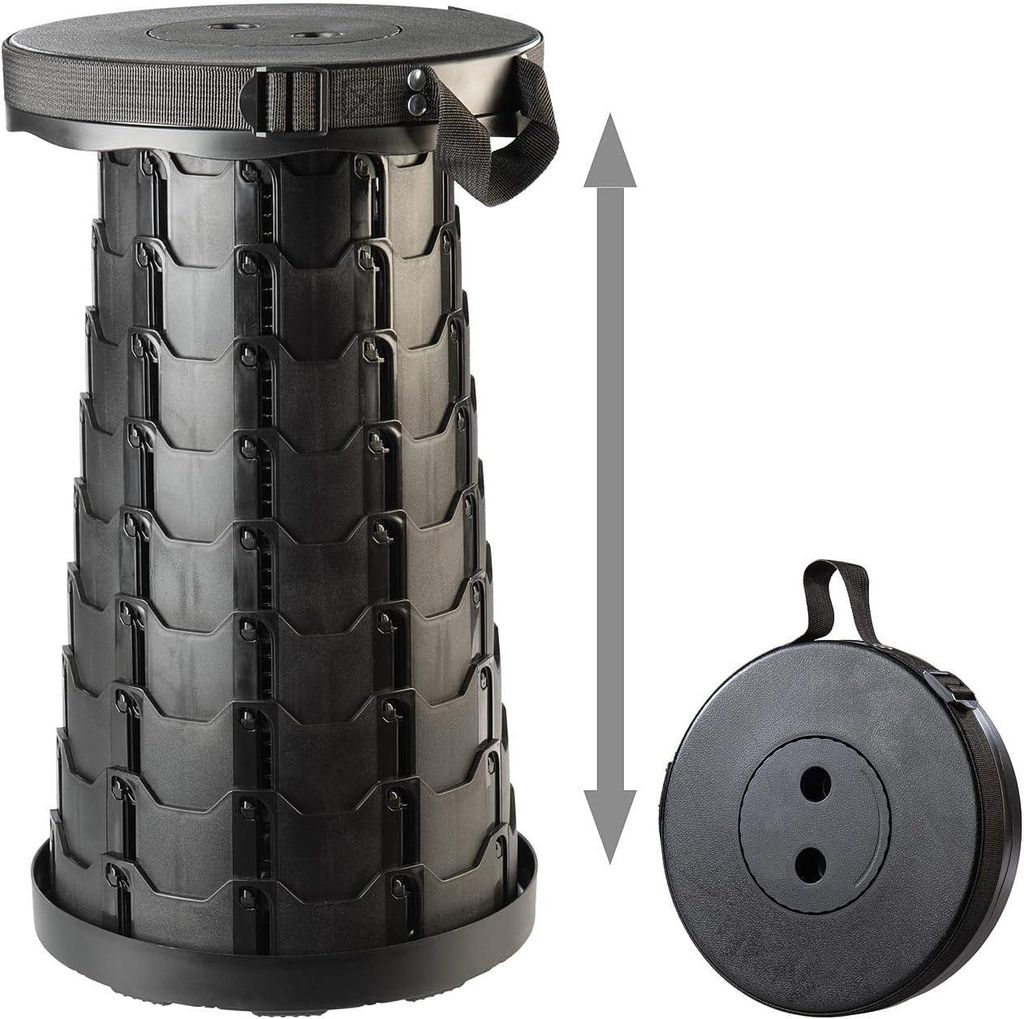 Klapphocker, Campinghocker, Klappstuhl, Faltbarer Tragbarer Klapphocker, Angelhocker, Belastung 180KG, Schwarz