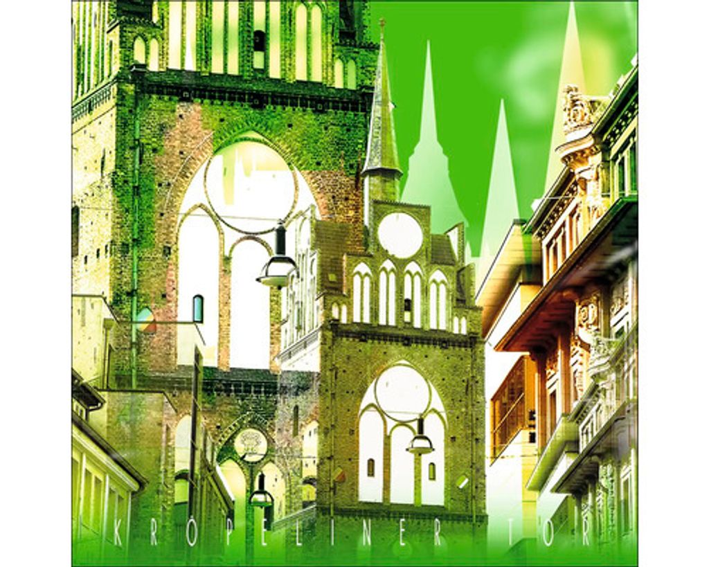Glasbild Rostock Kröpeliner Tor 20x20 cm