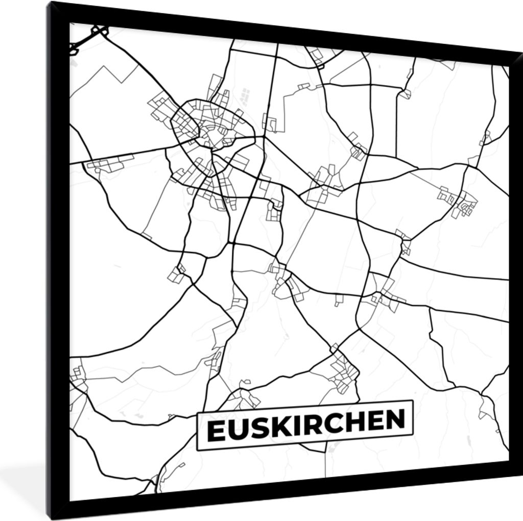 MuchoWow Gerahmtes Poster Karte - Euskirchen - Stadtplan 40x40 cm - Poster mit Schwarzem Bilderrahmen Wandposter Rahmen Foto Bilder - Mit Rahmen ...