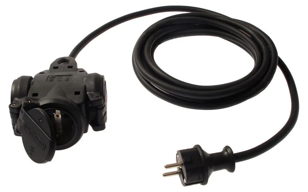 Rallonge multiprise de chantier IP44 en caoutchouc 5m AS SCHWABE 60445