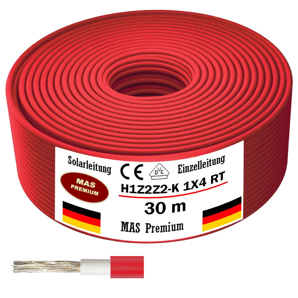30m cavo solare cavo solare H1Z2Z2-K 4 mm² rosso fotovoltaico senza alogeni - 4