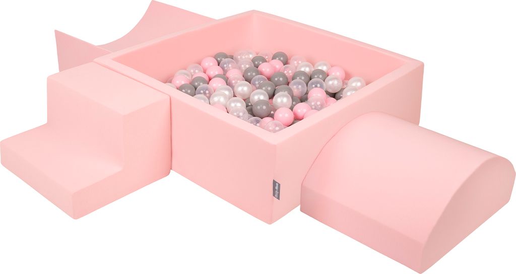 KiddyMoon Spielplatz Aus Schaumstoff Mit 300 Bälle ∅7cm Hindernisläufen Version 6 Quadrat Bällepool Mit Bunten Bällen Für Babys Und Kinder