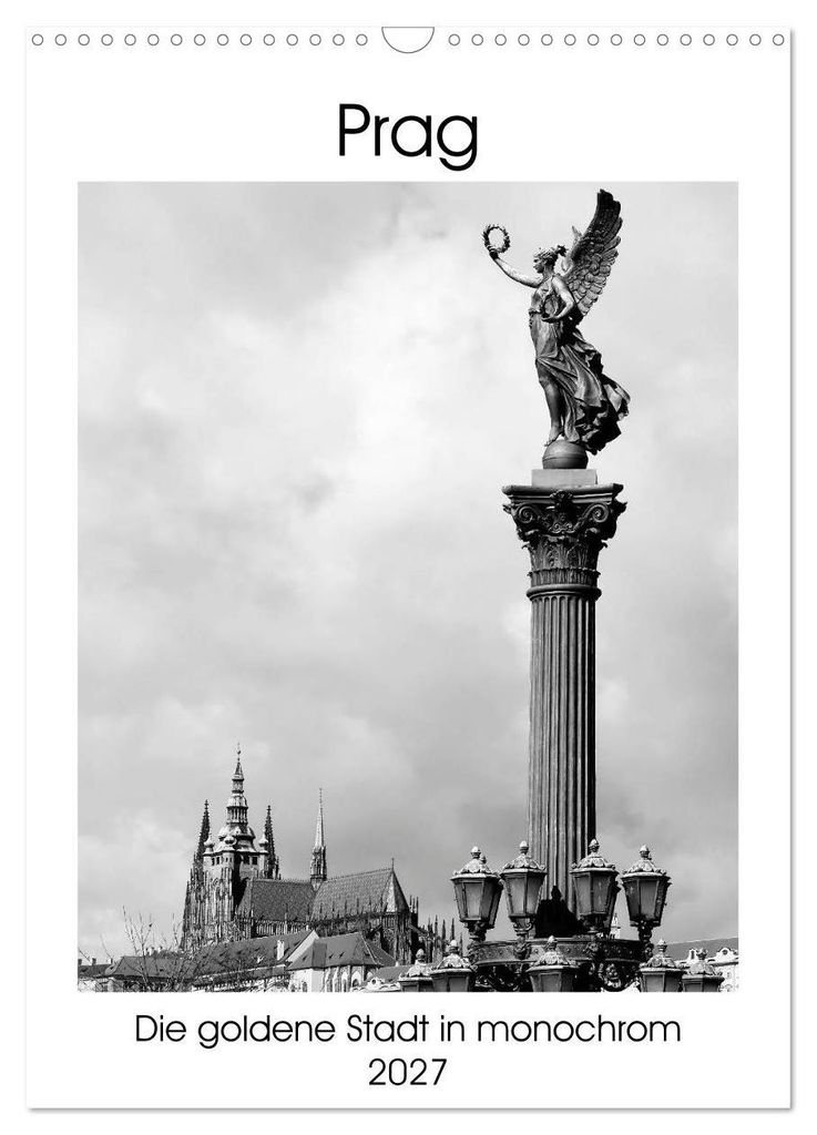 Prag - Die goldene Stadt in monochrom (Wandkalender 2027 DIN A3 hoch), CALVENDO Monatskalender