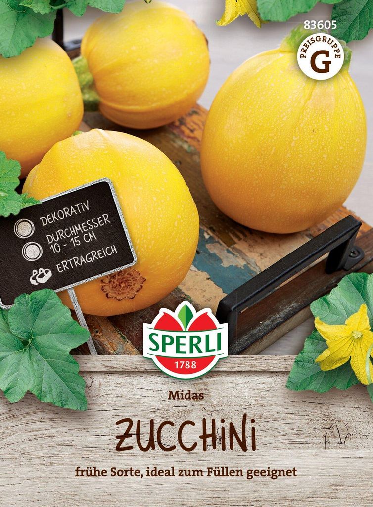 SPERLI Zucchinisamen Midas F1 Cucurbita pepo 8 Pflanzen Produktbild 