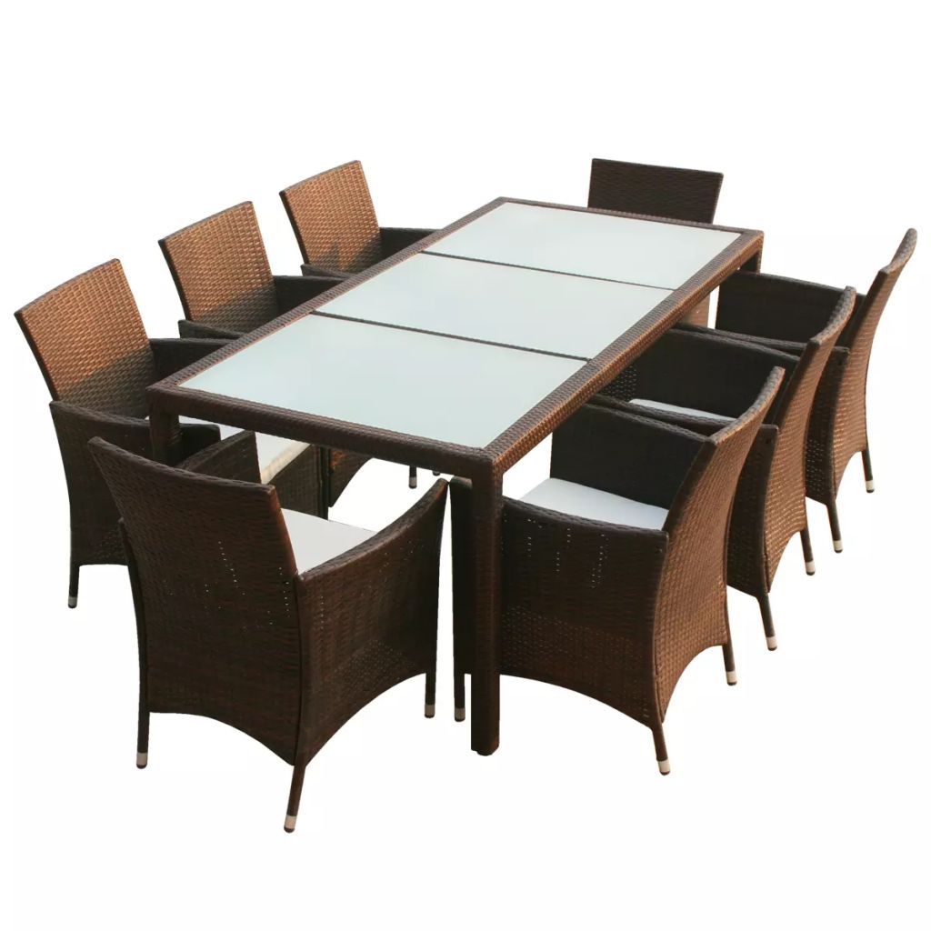 set da pranzo da giardino 9 pezzi con cuscini in poly Immagine del prodotto 