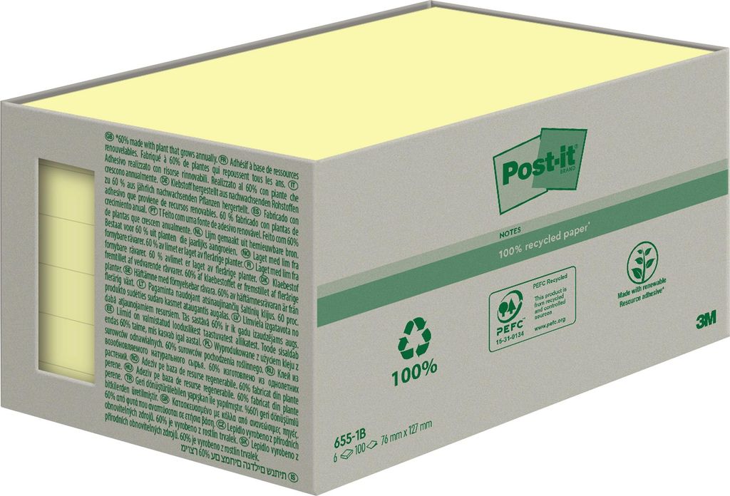 Post-it Haftnotiz Appunti per il riciclo 655-1B 127x76mm ge Immagine del prodotto 